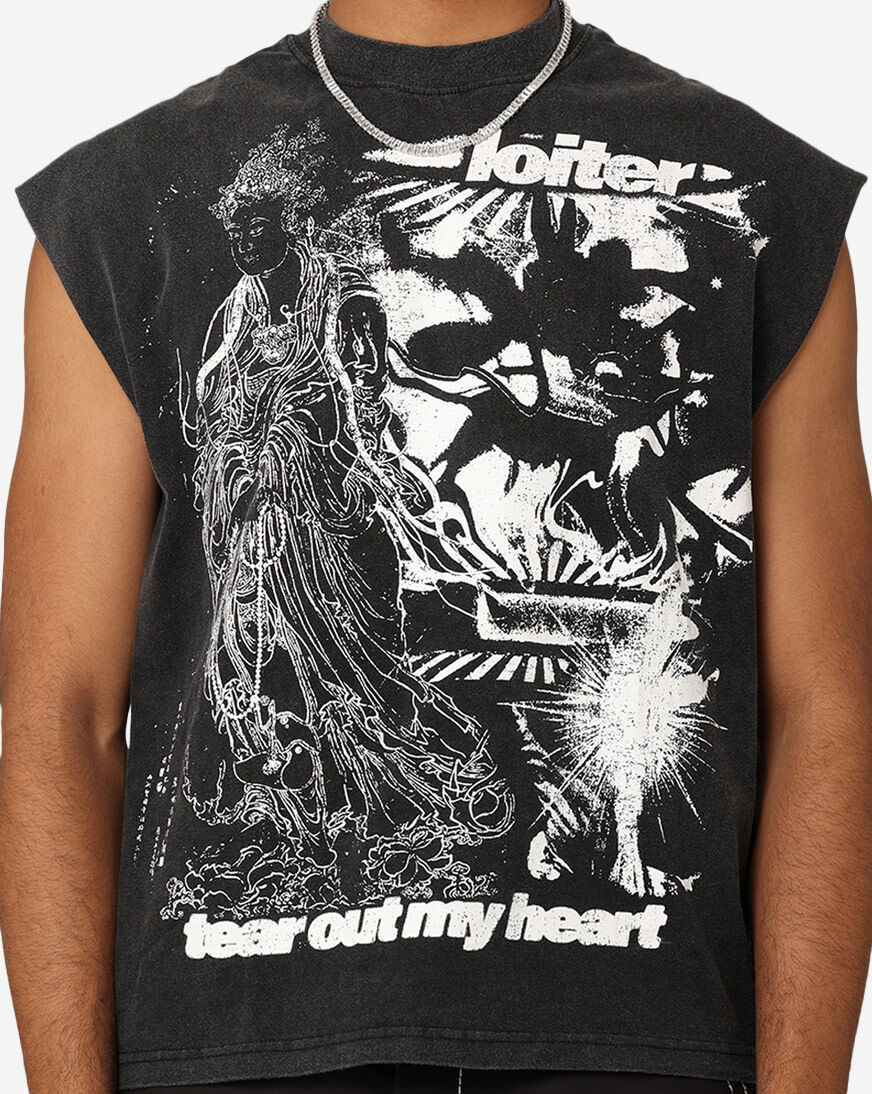 sheller♡ Lovely T shirt Shop Loiter Soulless Oversized Muscle Tee 02047435V009 black