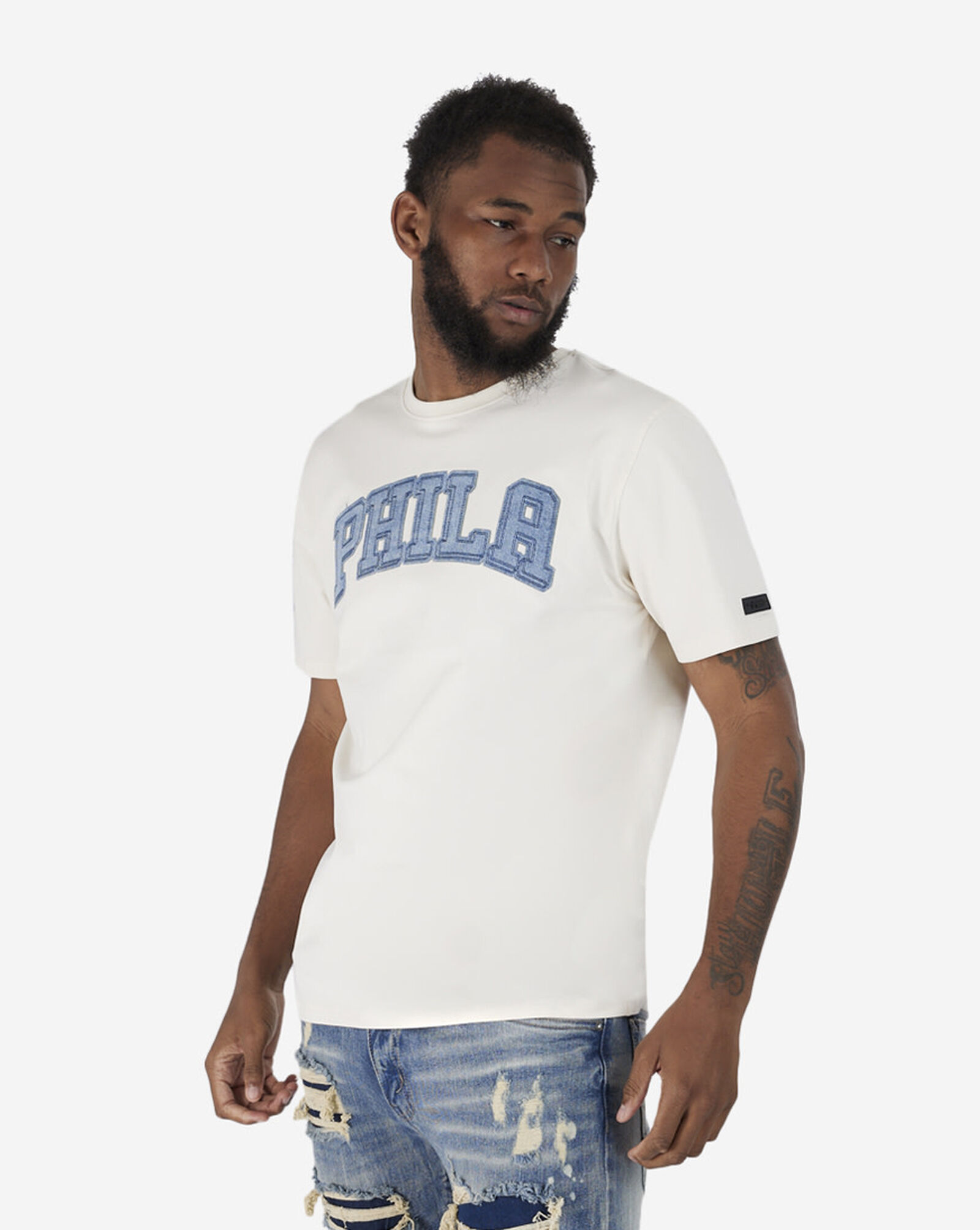Shop PRO STANDARD Philadelphia 76ers Denim Tee BP7159791LIN white