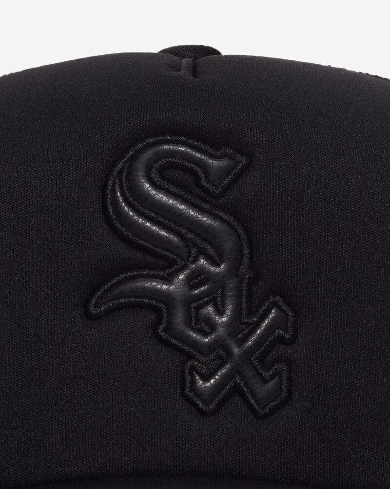 Mitchell  Ness Chicago White Sox Trucker Leather Logo Adjustable Hat HT17173-CWSBLCK Black 2