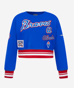 Big Girls' Atlanta Braves Retro Classic Rib Fleece Crewneck