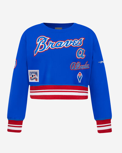 Big Girls' Atlanta Braves Retro Classic Rib Fleece Crewneck