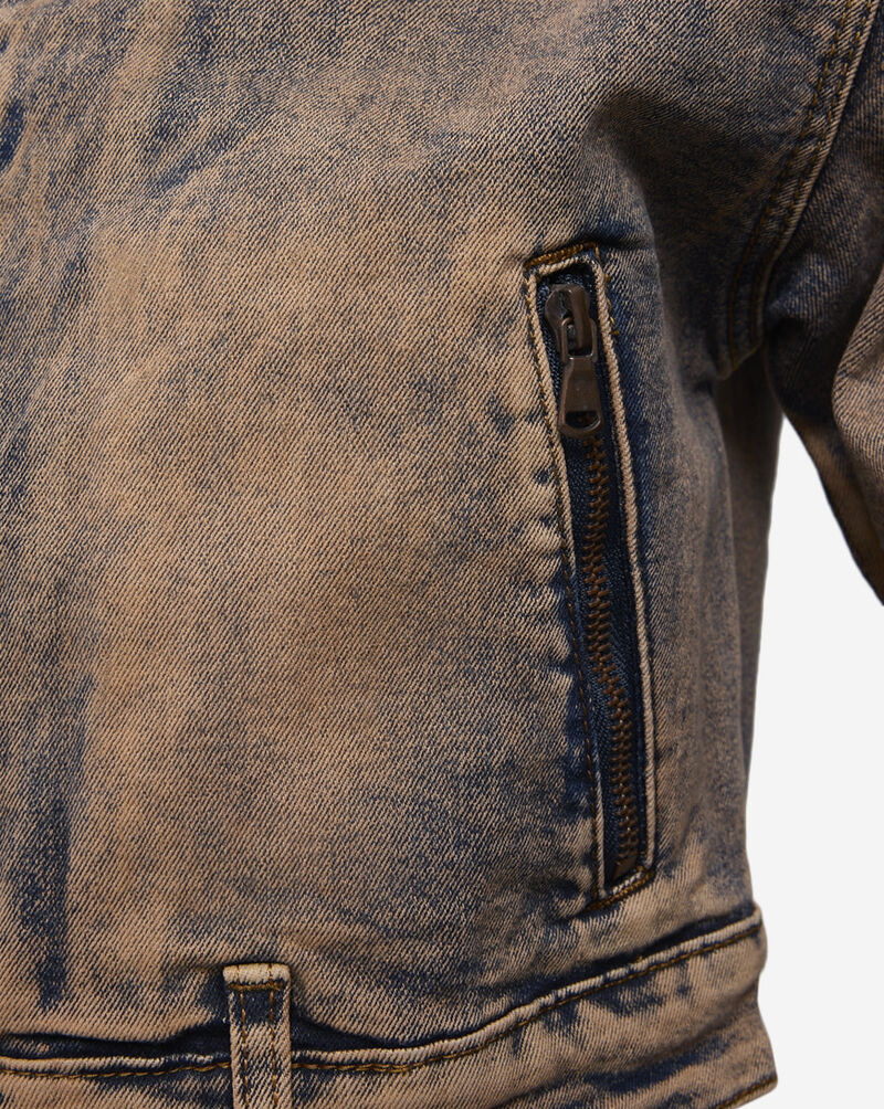 American Bazi Colored Washed Moto Denim Jacket  RJK-9905 Brown 3