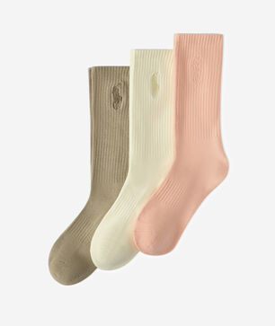 Washed 3Pk Crew Socks (L)