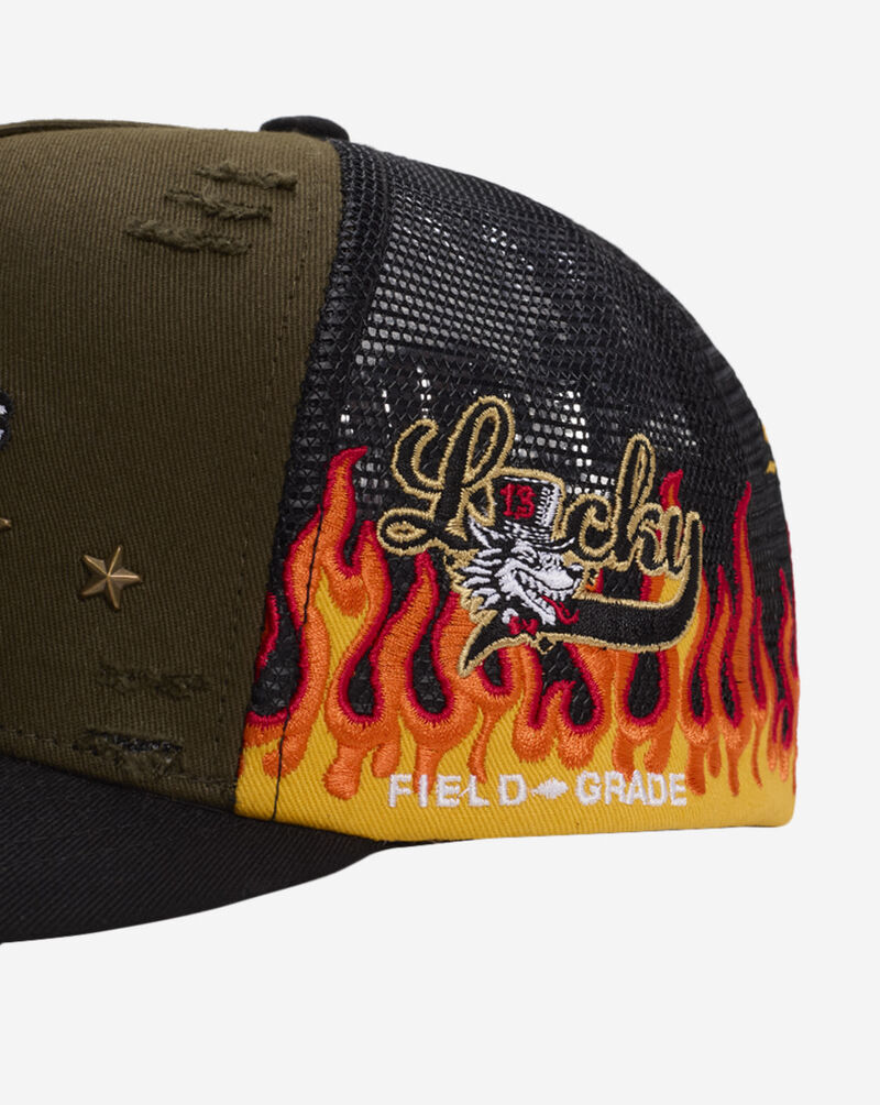 Final Ride Flames Distressed Twill Mesh Trucker Hat