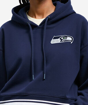 Seattle Seahawks Mash Up Rib Fleece Cropped Pull Over Hoodie