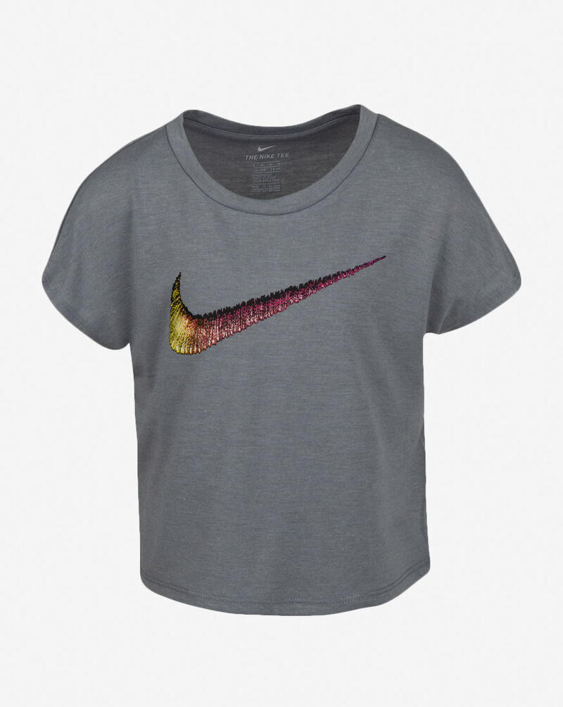 Nike Girls' Rainbow Swoosh Tee 36F564-042 Grey 1