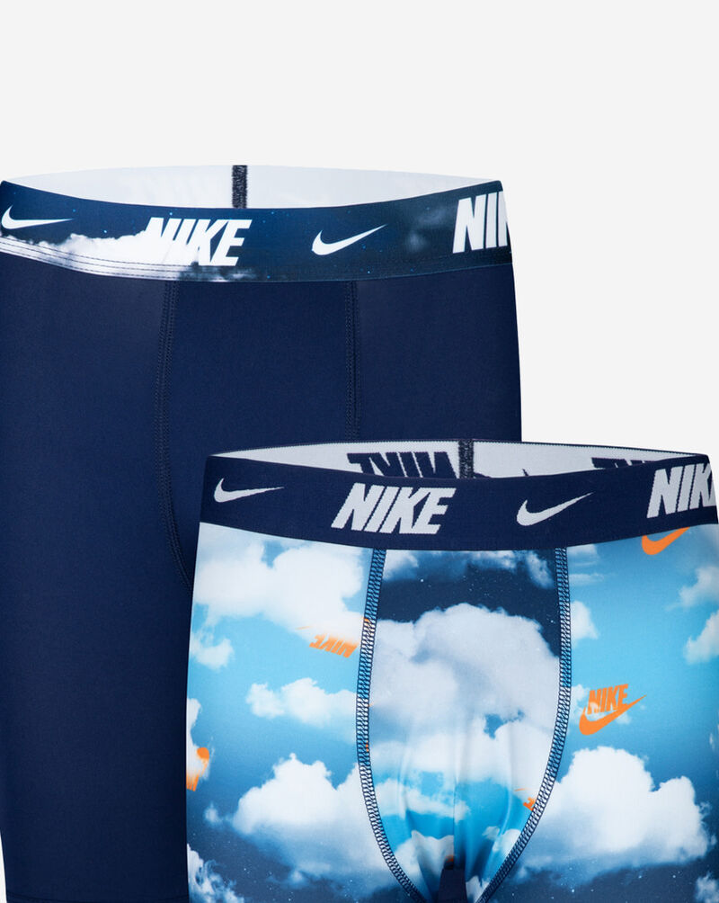 Nike Big Kids' 2PK Printed Long Boxer Briefs 9N1061-U90 Blue 2