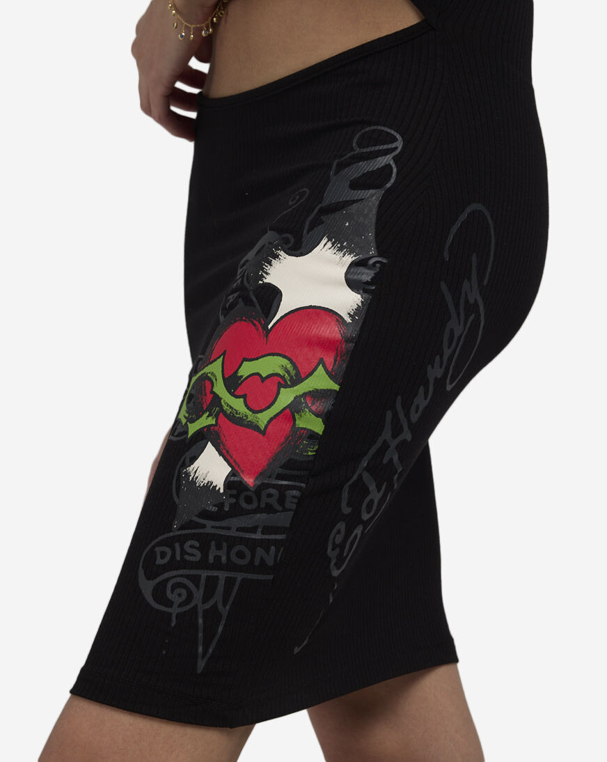 Shop Ed Hardy Heart Wings Cut Out Rib Dress EHW3201-1 black