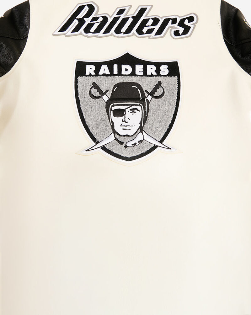 PRO STANDARD Las Vegas Raiders Retro Classic Rib Wool Varsity Jacket FOR643571-EBK cream 2