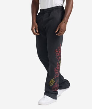 Flames Stacked Fleece Pants