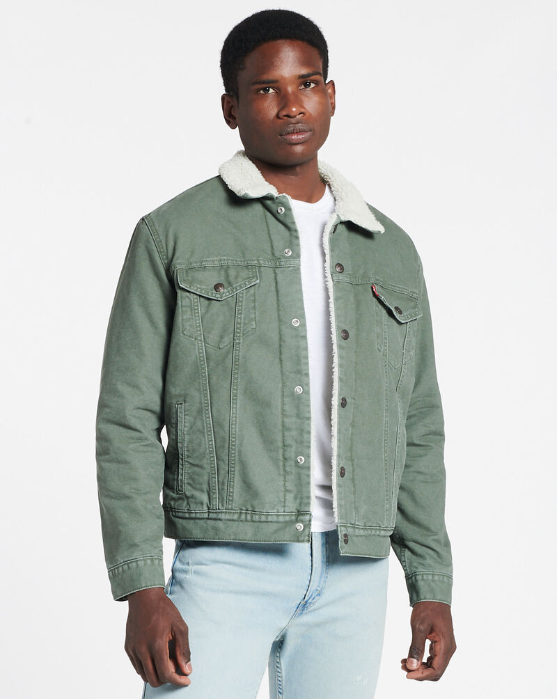 Shop Levi Strauss Sherpa Trucker Jacket 16365-0163 green | SNIPES USA