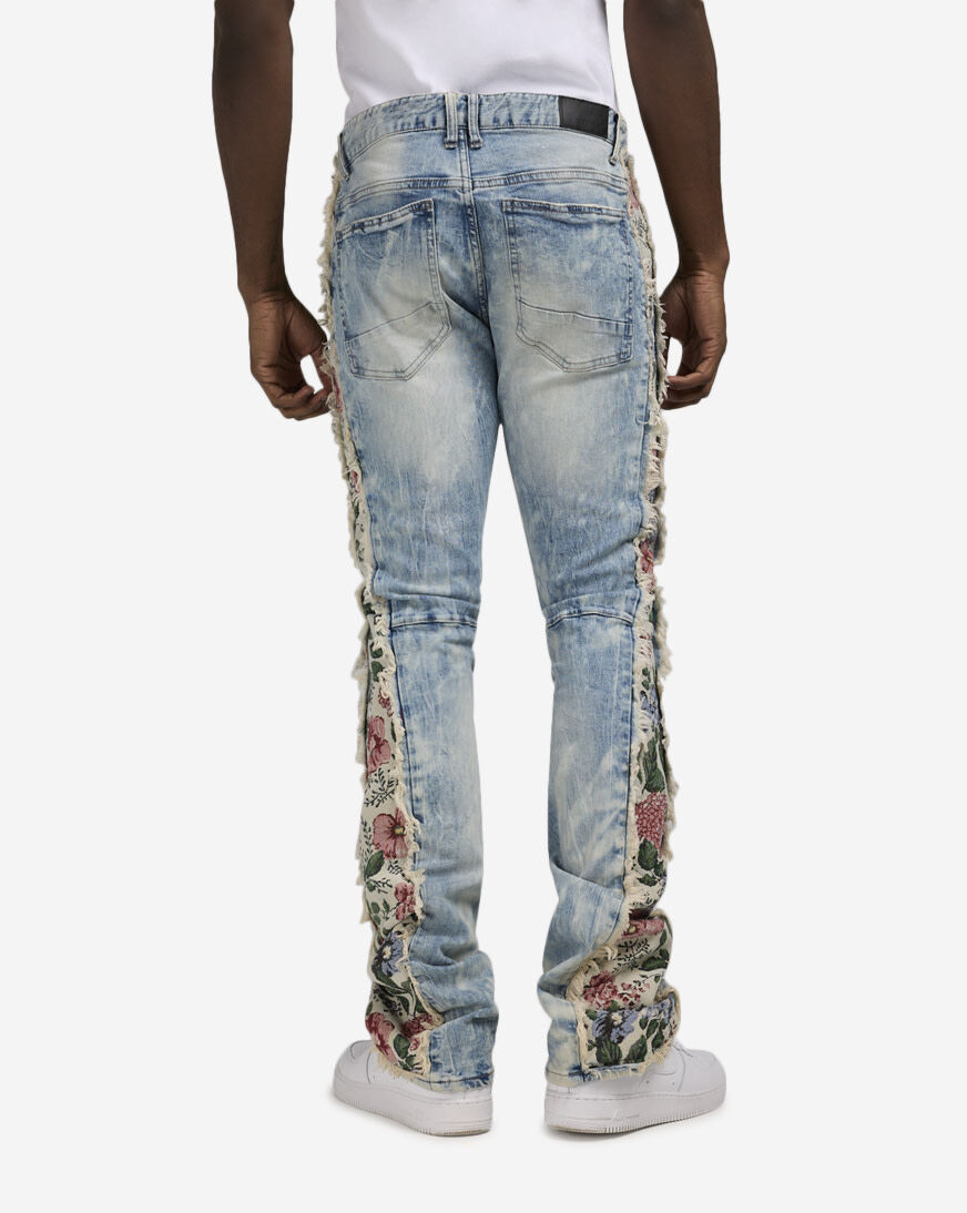 Shop Smoke Rise Tapestry Insert Denim Jeans JP24113SNZ-BLU