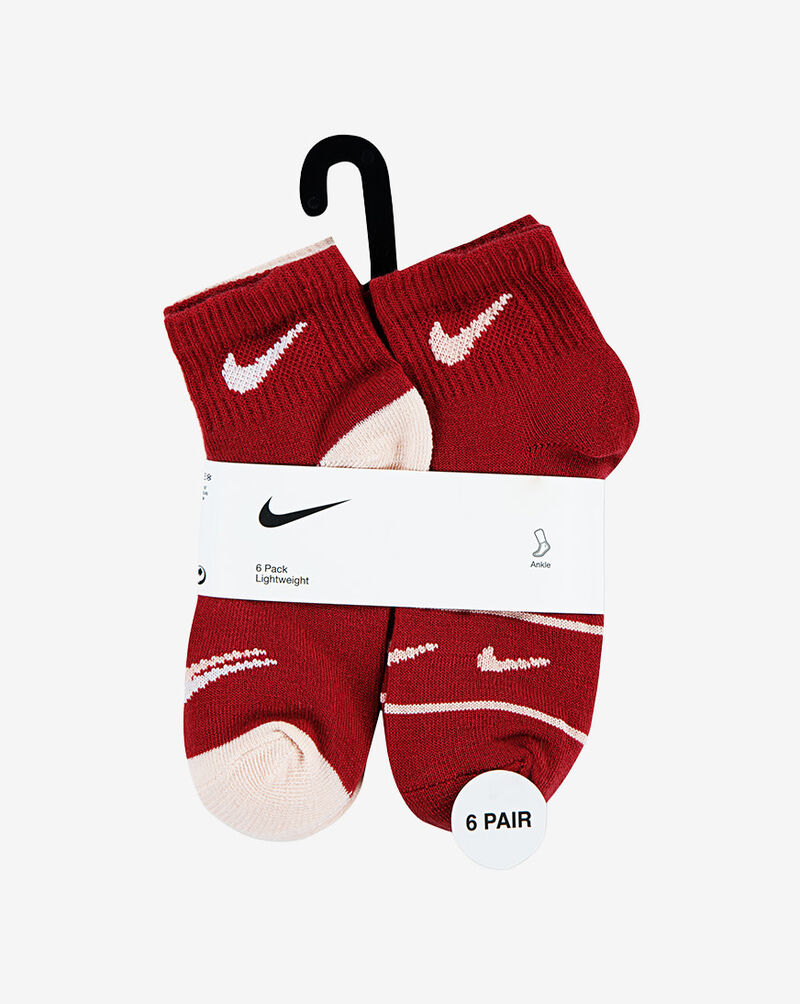 Nike Little Kids' 6PK Ankle Socks (5-7) GN1067-ADZ Red 2