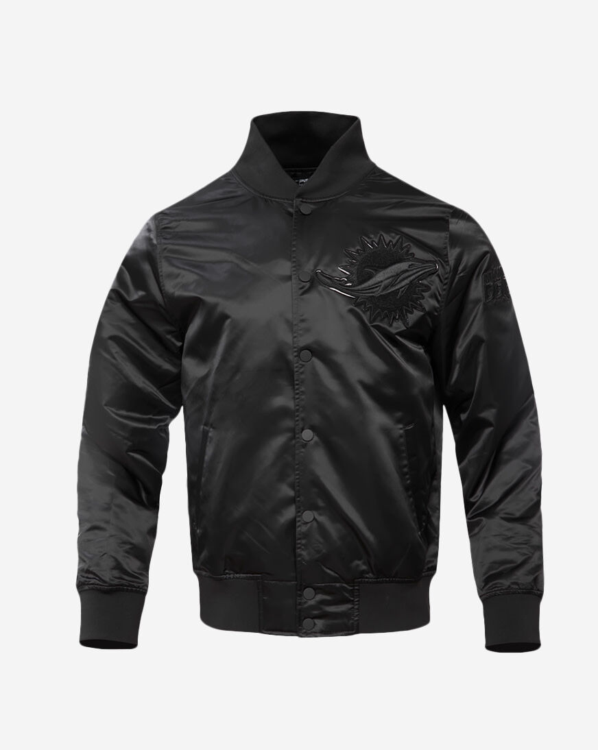 Shop PRO STANDARD Miami Dolphins Triple Black Satin Jacket
