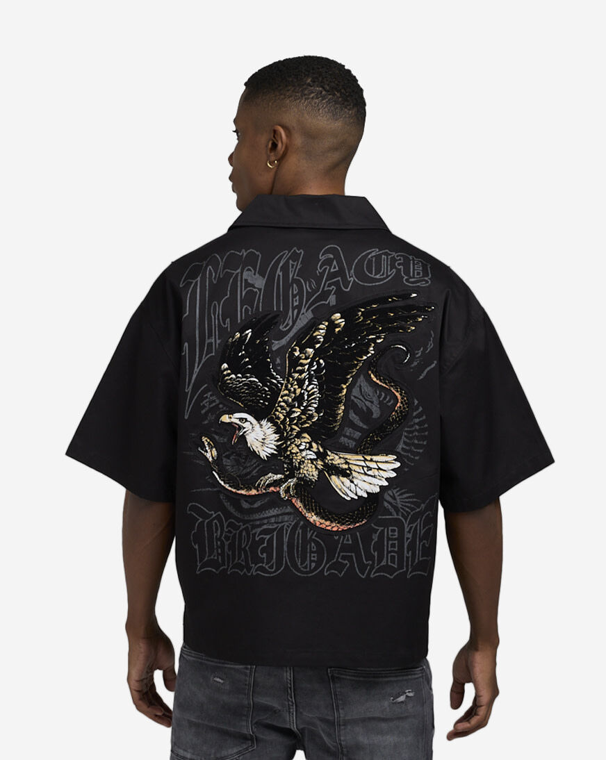Shop Smoke Rise Oversized Cropped Eagle Print Woven Top