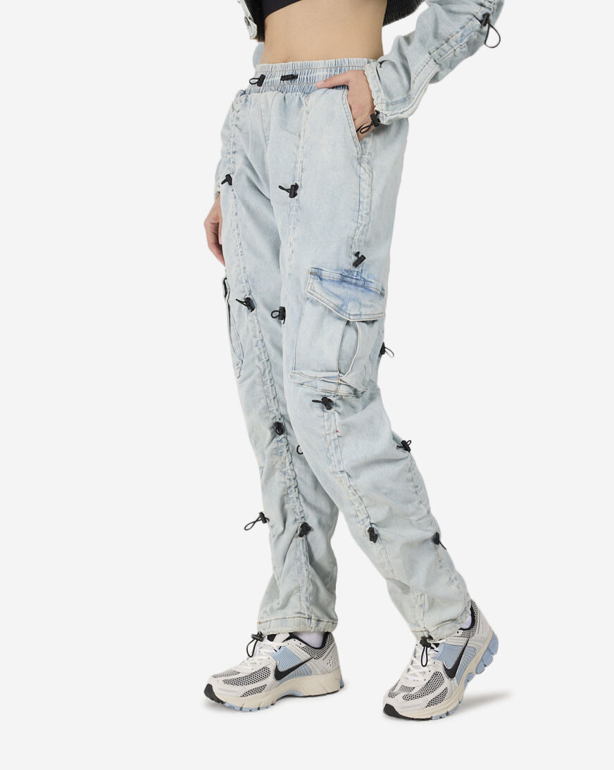 Shop Smoke Rise Slouch Denim Bungee Pants AP24103SN-SPE blue