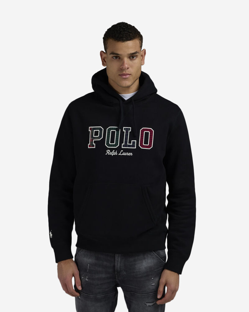 Polo Ralph Lauren The RL Fleece Plaid-Logo Hoodie 710981771004-BLK Black 1