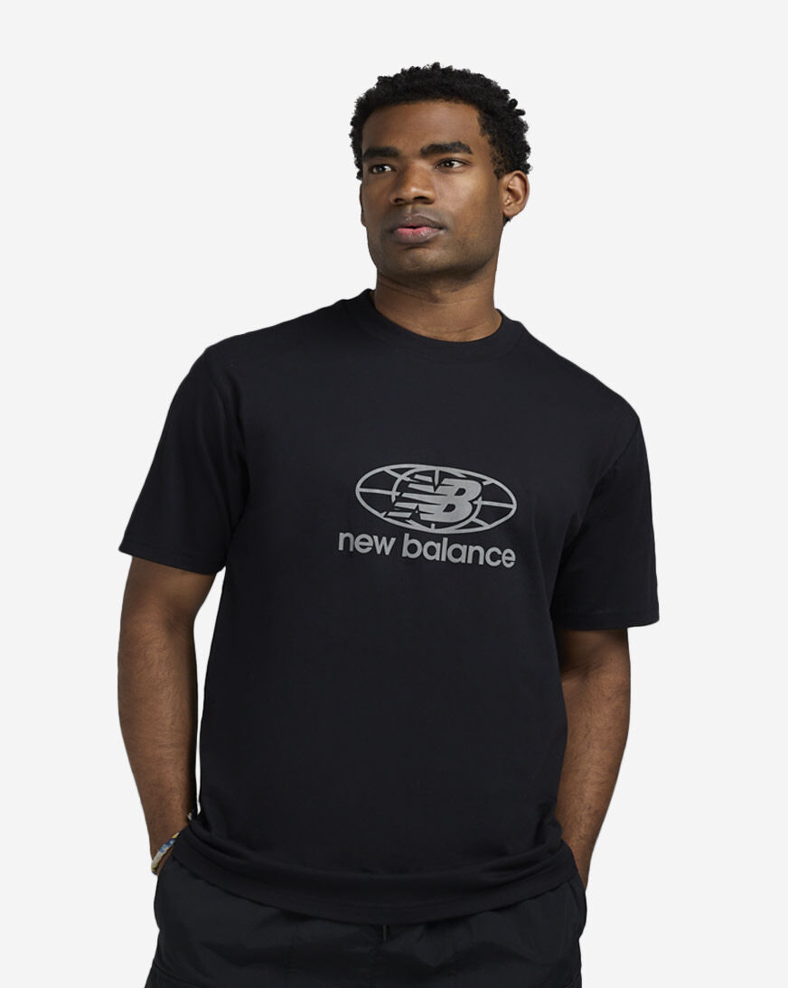 Shop New Balance Reflective Globe T-Shirt MT51627-BK black