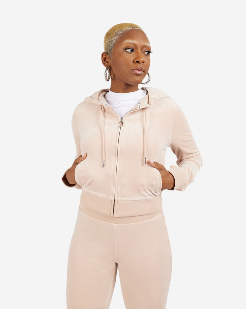 Shop Juicy Couture Big Bling Velour Full-Zip Hoodie J2FTV103-J8024 beige |  SNIPES USA
