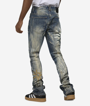 Stacked Doodle Multi Patch Jean