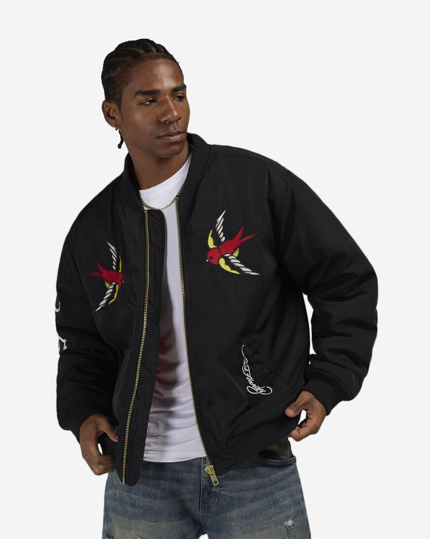 Shop Ed Hardy Skull Bomber Jacket EHM012021-BLK black | SNIPES USA