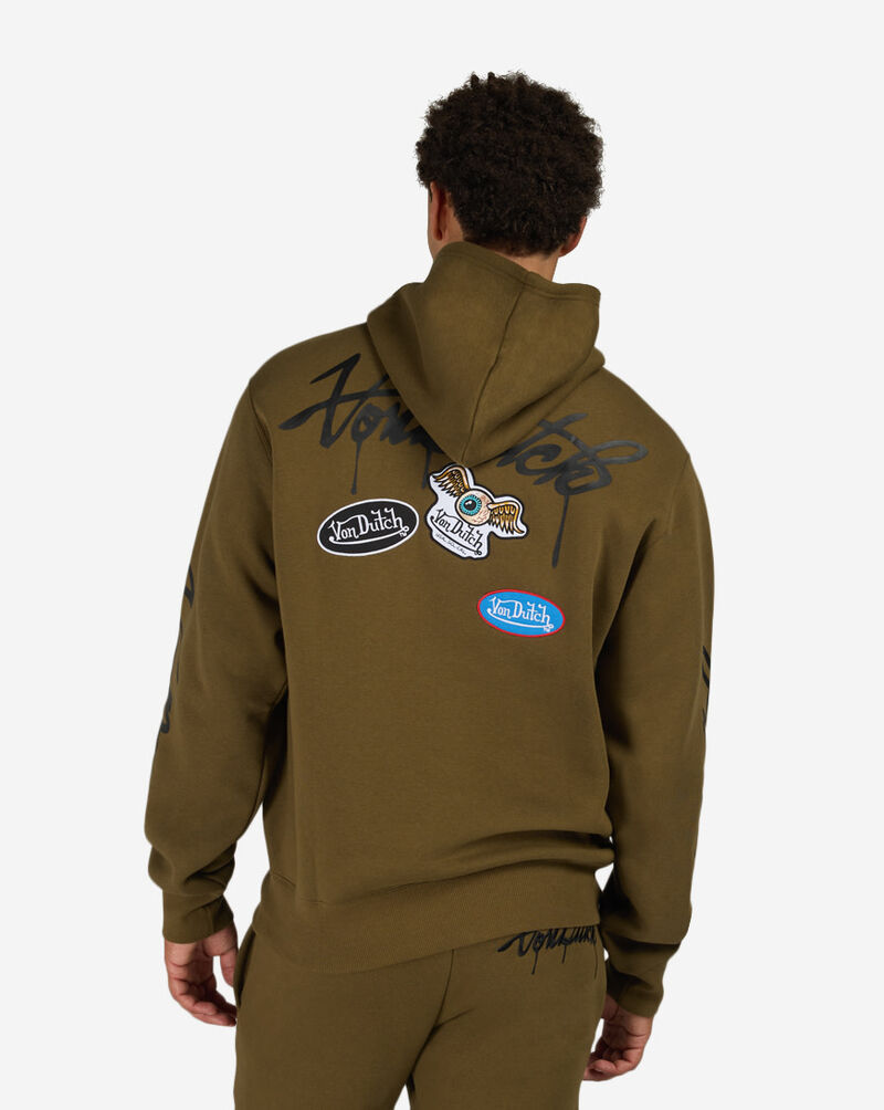 Von Dutch Signature Patch Fleece Hoodie  4VND2B0237-OLV Green 2