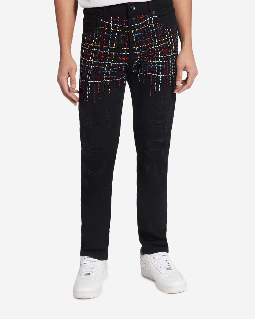 Shop Decibel Multi Color Stitch 5 Pocket Jeans DECWB380-BLK