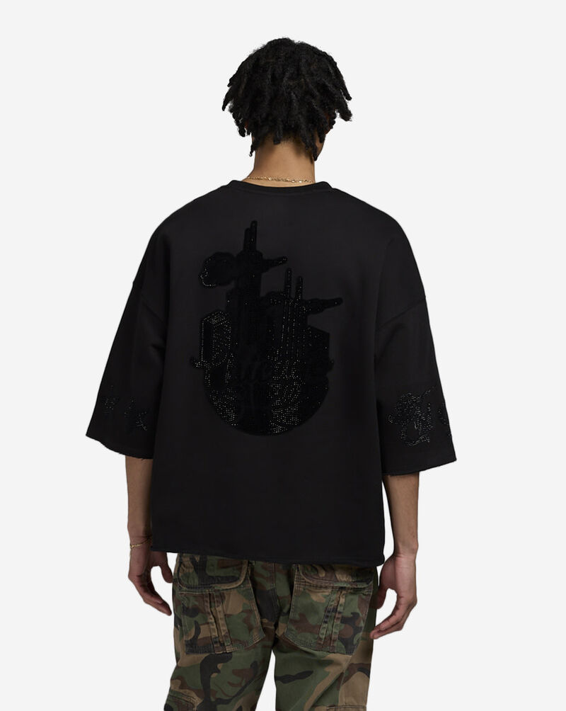 Bag Mafia Chicago Rhinestone Crop Sweatshirt WC5971110-BLK Black 2