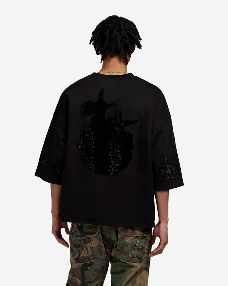 Bag Mafia Chicago Rhinestone Crop Sweatshirt WC5971110-BLK Black 2