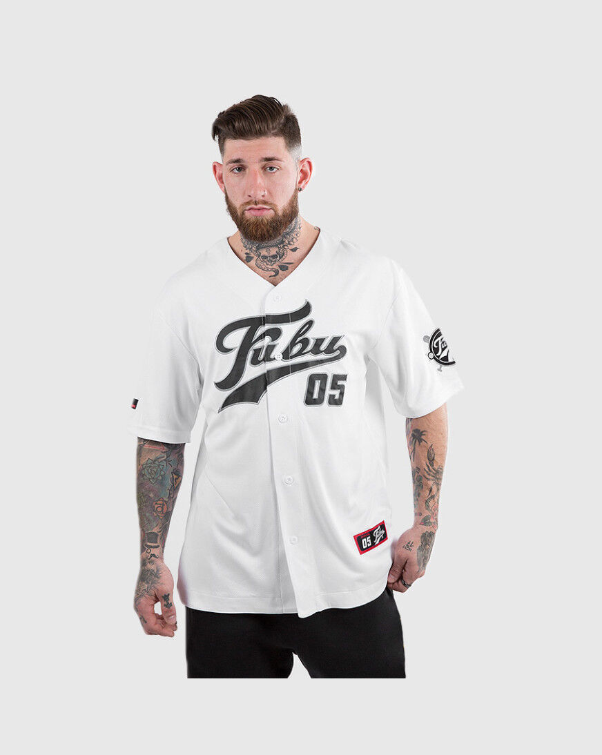 Shop FUBU Basic Logo Baseball Jersey FBMQ41907 white SNIPES USA