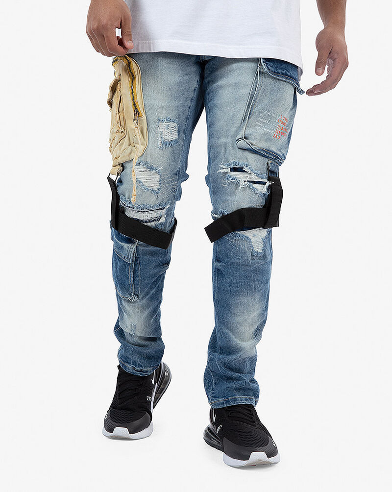 Shop Smoke Rise Utility Denim Jeans JP-21731-BLU blue | SNIPES USA
