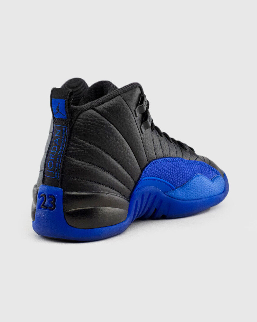 Jordan 12 black and blue grade school clearance