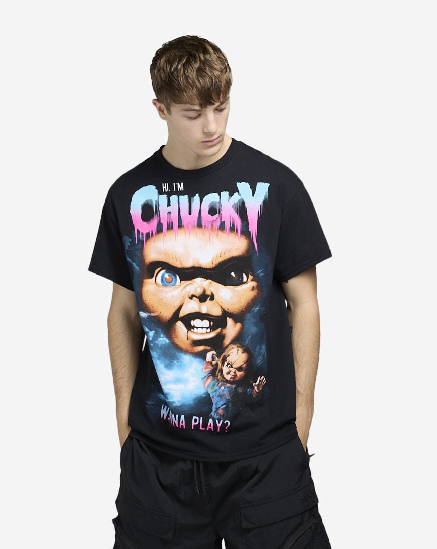 Shop Graphic Tees Chucky Lightening Face Tee CKY 17 001 black SNIPES USA