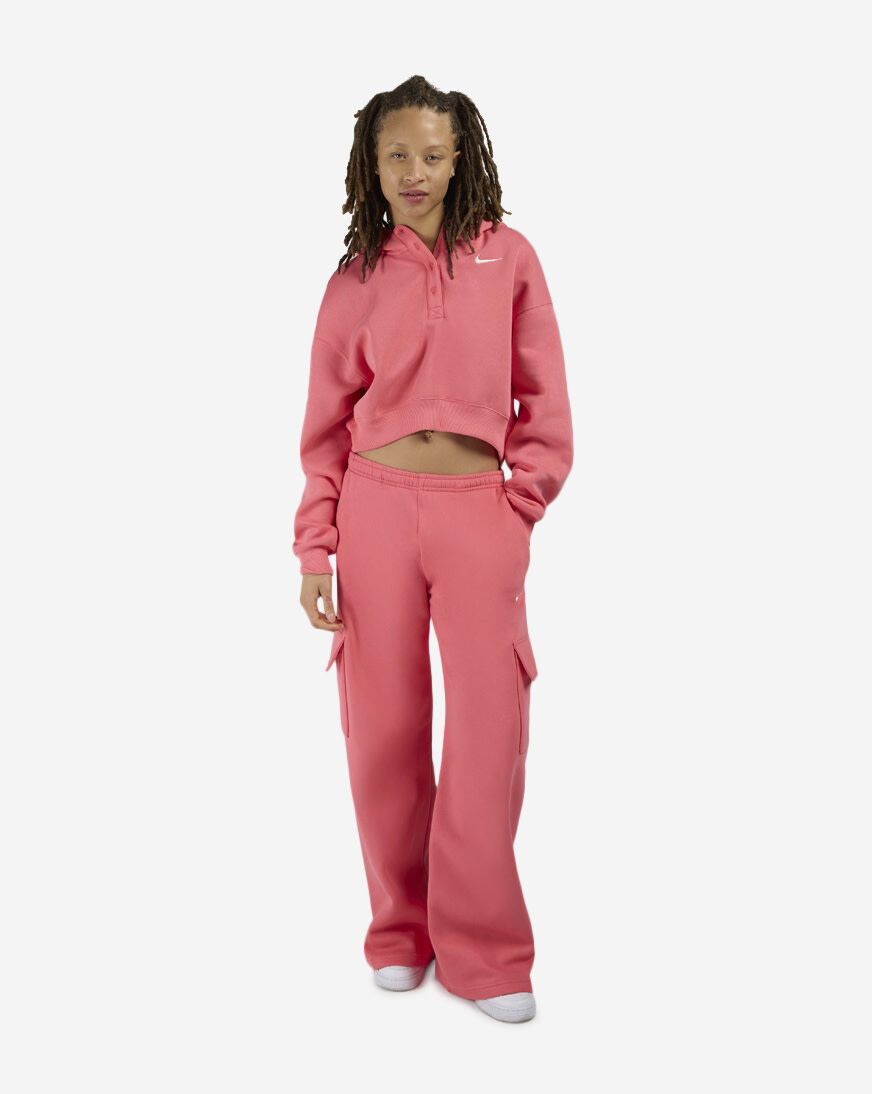 Shop Nike NSW Phoenix Fleece Oversized Cropped Henley Hoodie