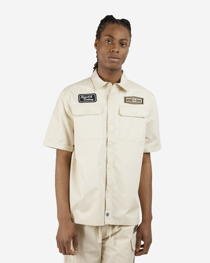 Shop NEW WORLD CREATION Printed Twill Workwear Shirt WH23184SNZ-ECR