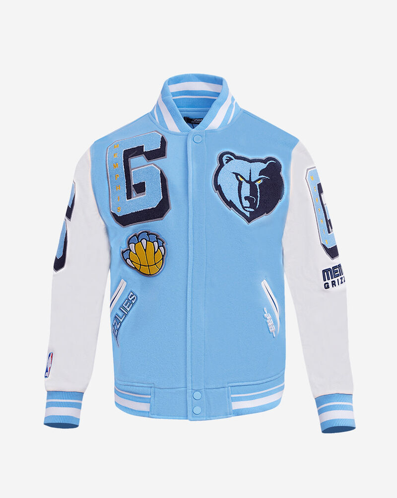 PRO STANDARD Memphis Grizzlies Mashup Rib Wool Varsity Jacket BMG6515705-UWH Blue 1