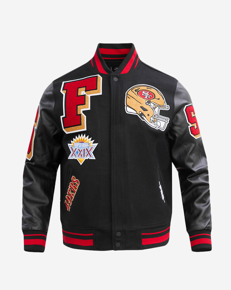 PRO STANDARD San Francisco 49Ers Mash Up Rib Wool Varsity Jacket FS46410415-BRK Black 1