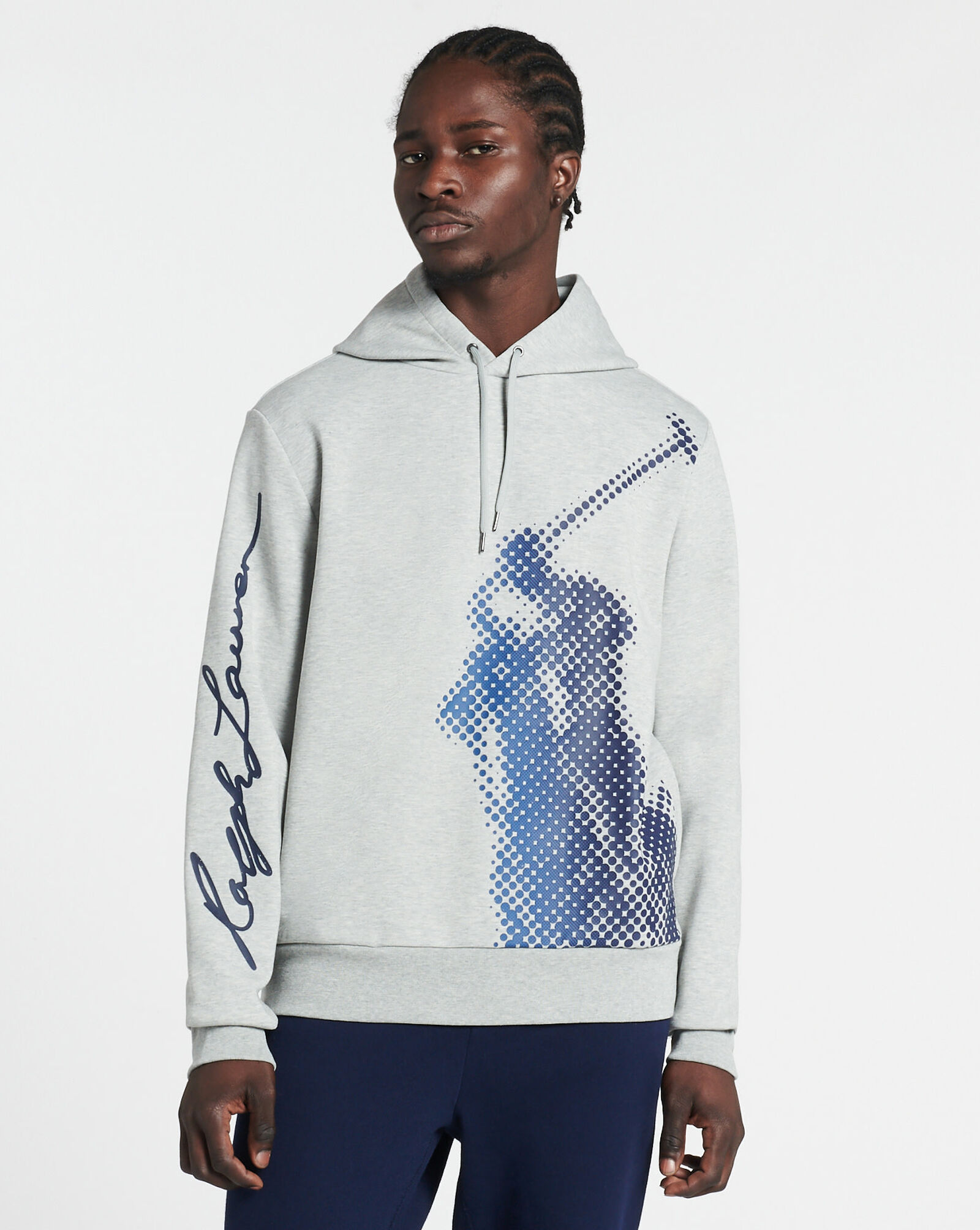 Shop Polo Ralph Lauren Double Knit Pullover Hoodie 710854562003GRY