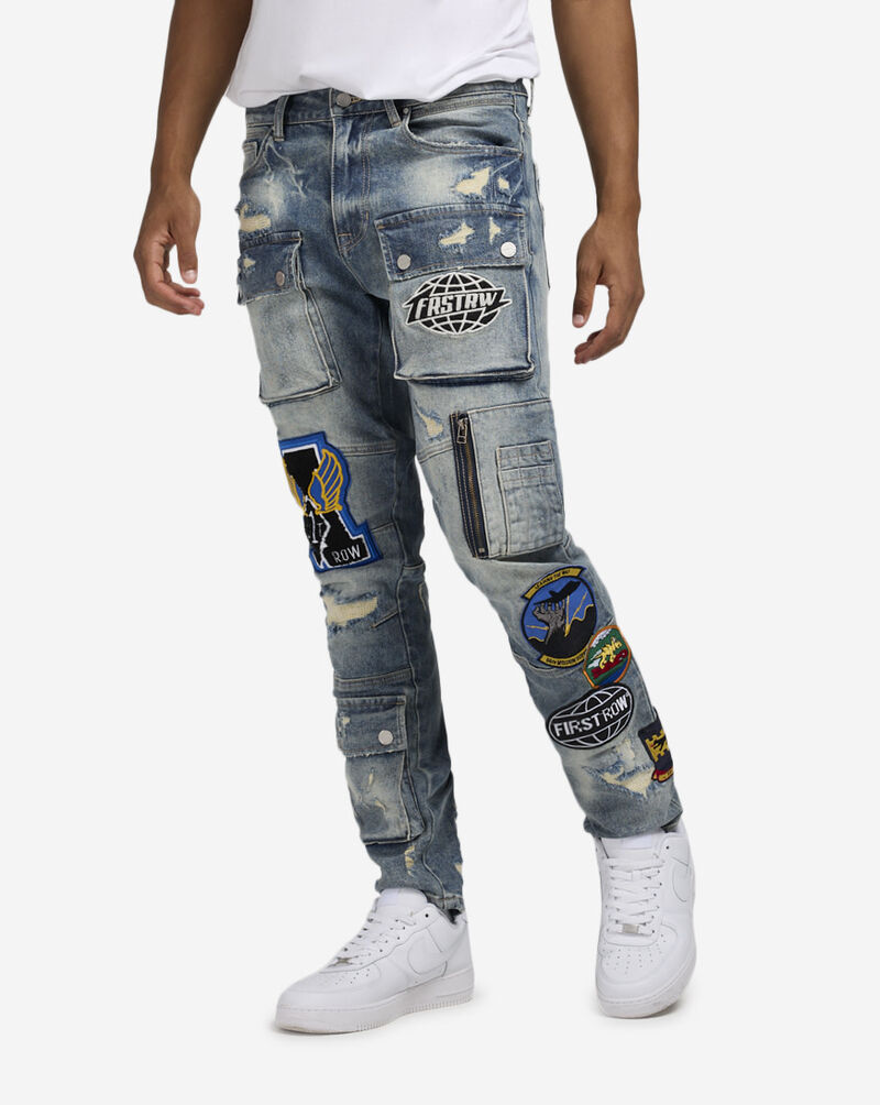 First Row Denim Patch Jeans FRD3119S-BLU Blue 1