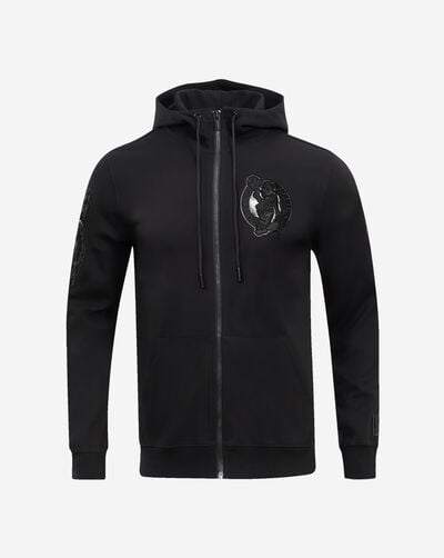 Boston Celtics Triple Black Double Knit Full-Zip Hoodie