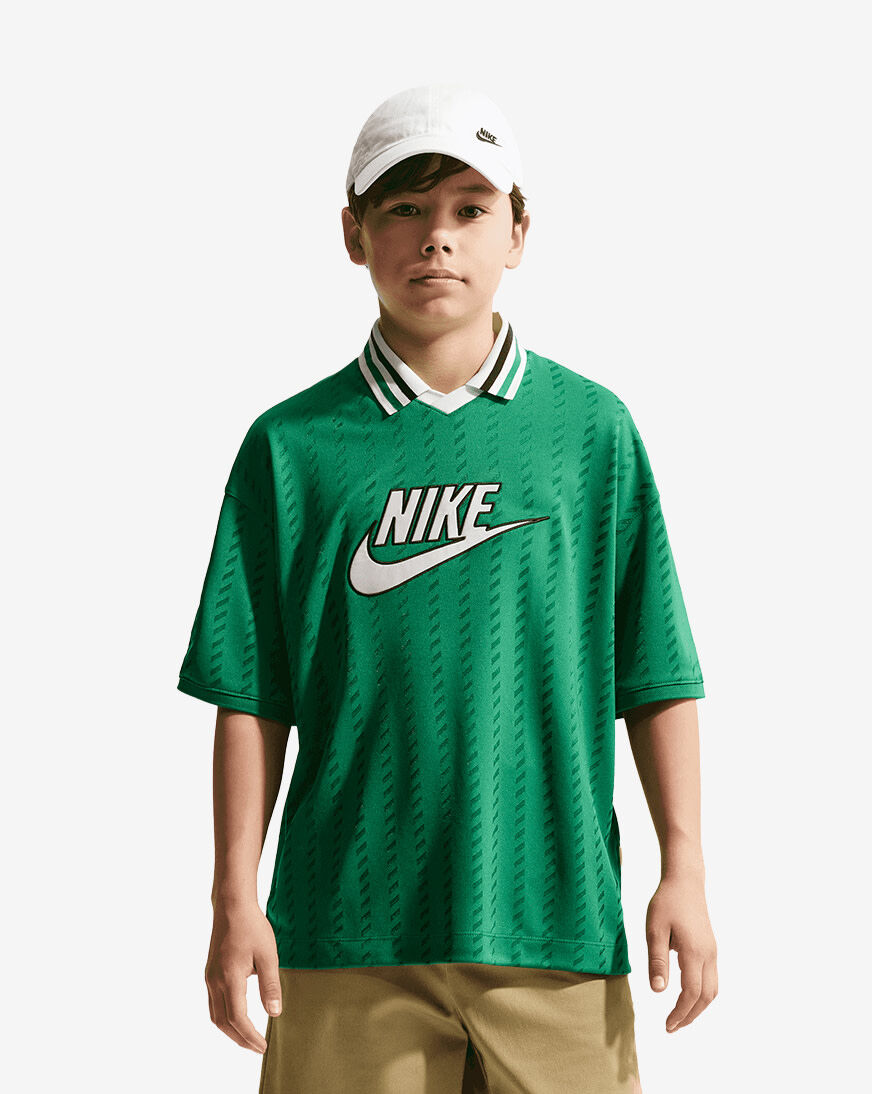 Shop Nike Big Kids' NSW Short-Sleeve Jersey IQ0435-365 green