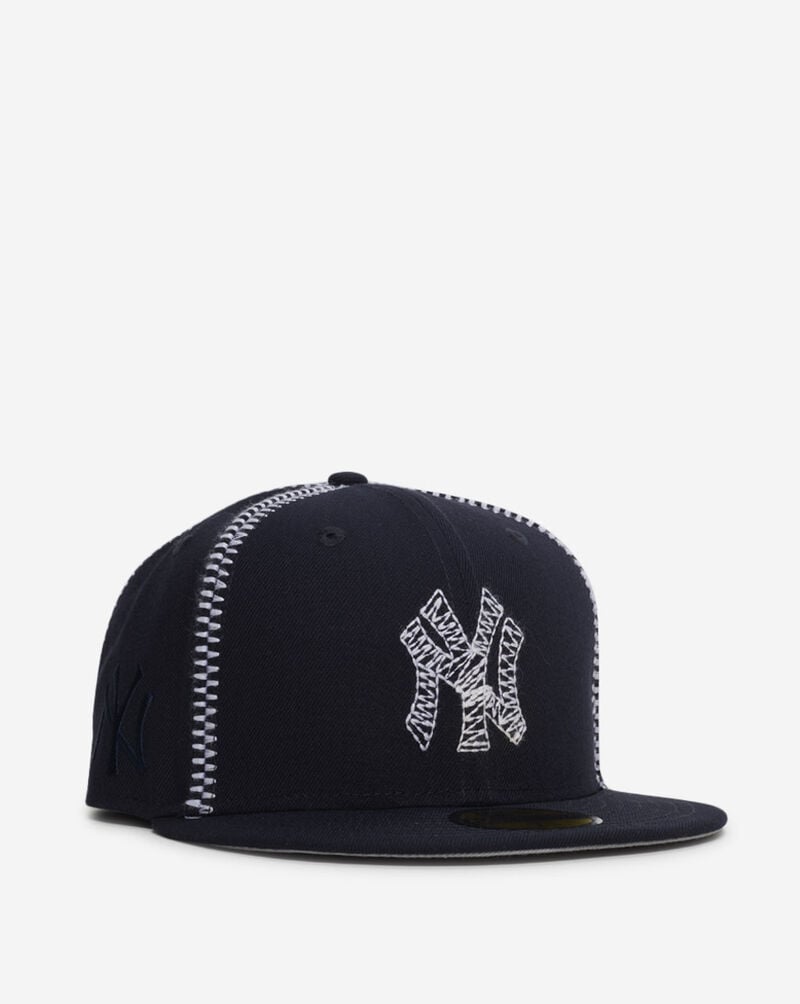 New Era 59Fifty New York Yankees Running Stitch Fitted Hat 60876429 Blue 1