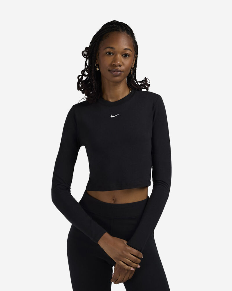 Nike NSW Chill Knit Slim Long-Sleeve Cropped Top HF5322-013 Black 1