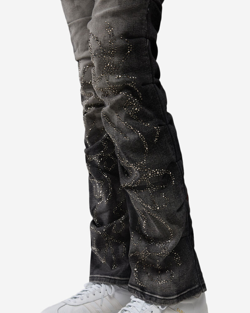 Smoke Rise Stacked Whisker Rhinestone Denim RJP26S403SN-LASSOGREY Black 3
