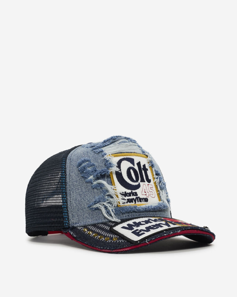 Preme Colt Distressed Trucker Hat PR-HAT-052 Blue 1