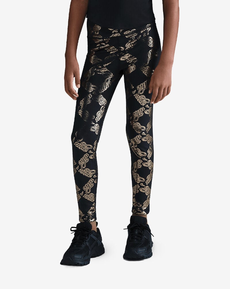 Nike Big Kids' One Dri-FIT Printed Leggings HV0427-010 Black 1