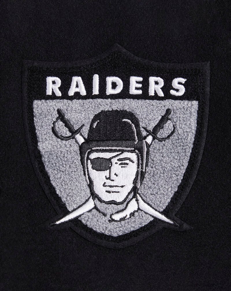 PRO STANDARD Oakland Raiders Retro Classic Rib Wool Varsity Jacket FORH43613-BLW Black 4