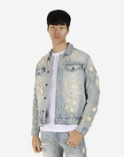 Cut Sewn Rip Off Leather Applique Denim Jacket