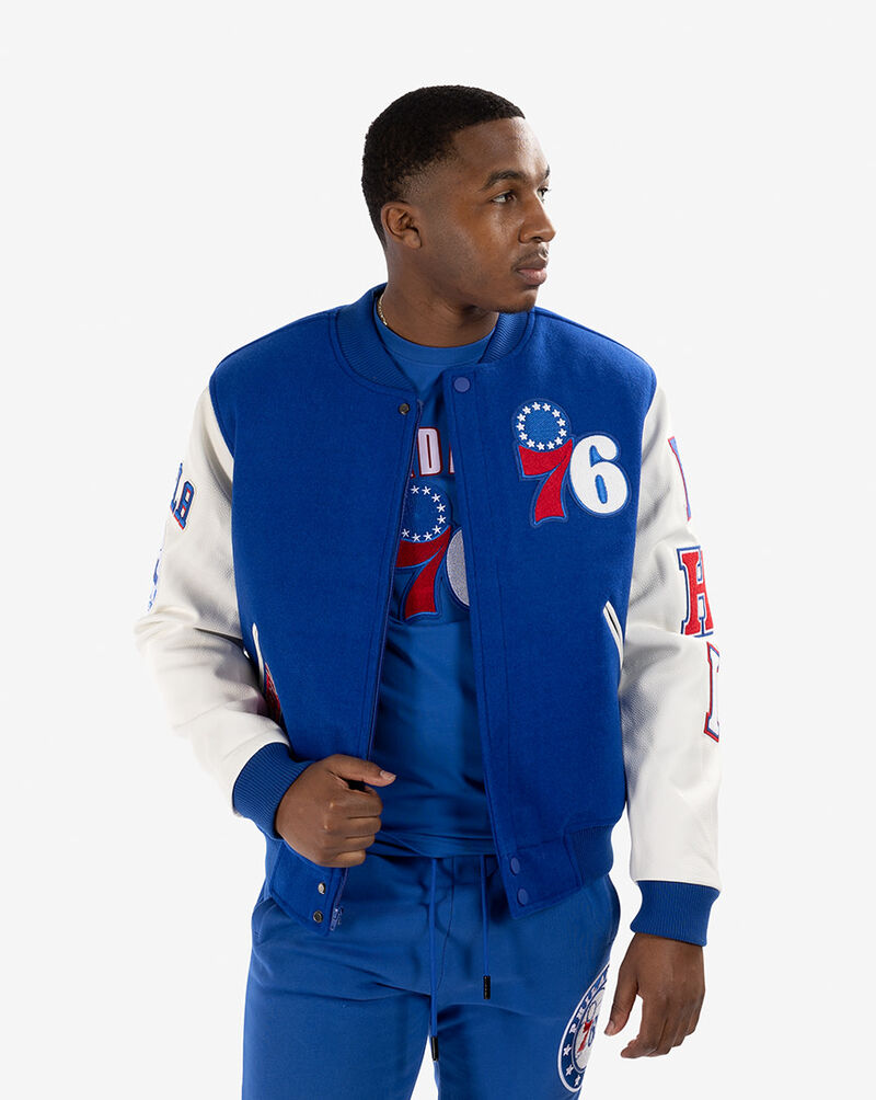 Pro Standard Philadelphia 76ers Logo Varsity Jacket BP7651670 Blue 1