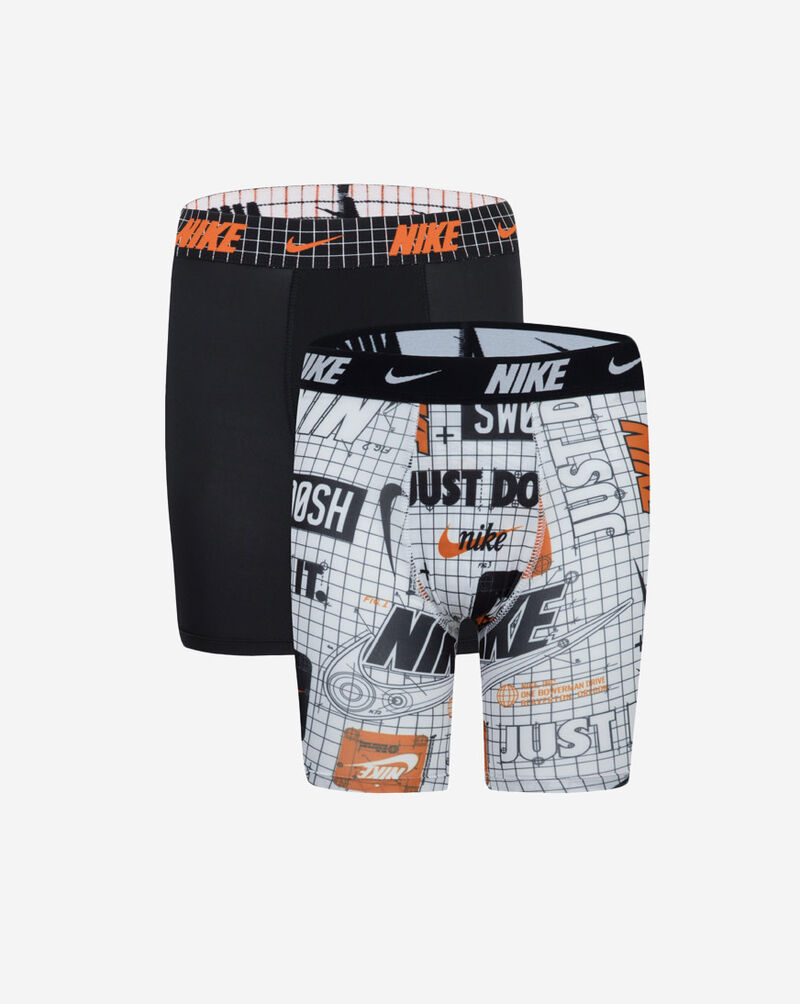Nike Big Kids' 2PK Printed Long Boxer Briefs 9N1222-001 Black 1